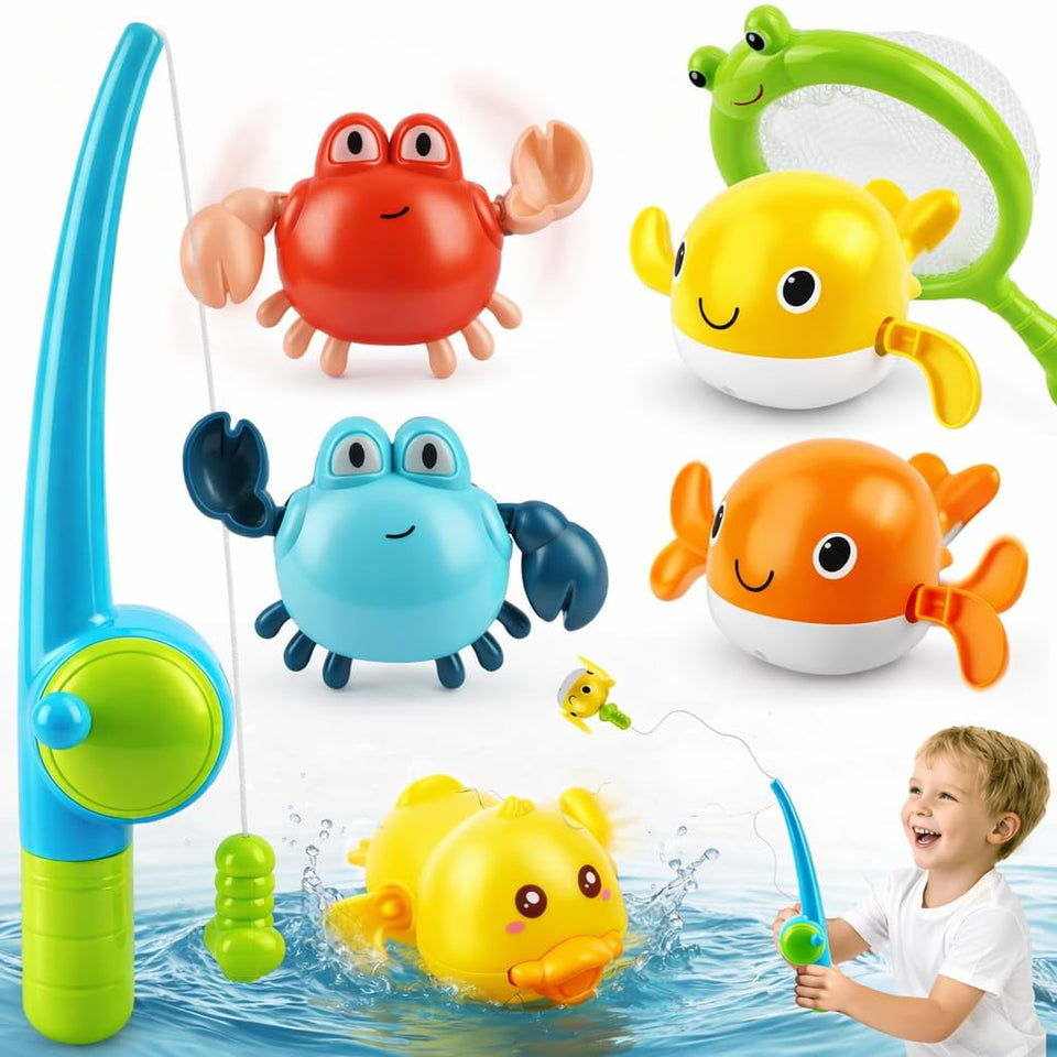 TOY Life magnetic fishing rod with sea animals boosts hand-eye coordination in bath time