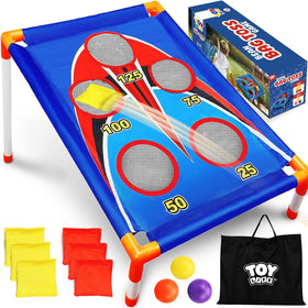 TOY Life Bean Bags Toss setup shows fast assembly for easy backyard fun.