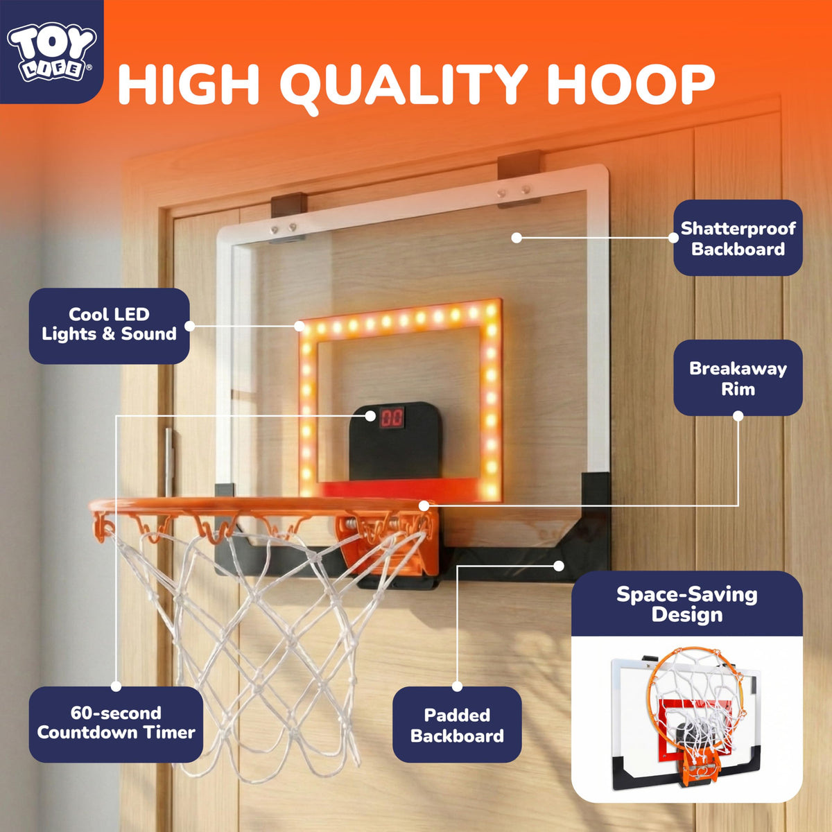 TOY Life durable hoop with breakaway rim for safe play
