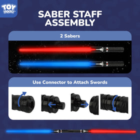 TOY Life bright LED sabers glow in the dark during battles.