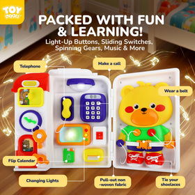 TOY Life Busy Board includes color lights and animal sounds for sensory play.