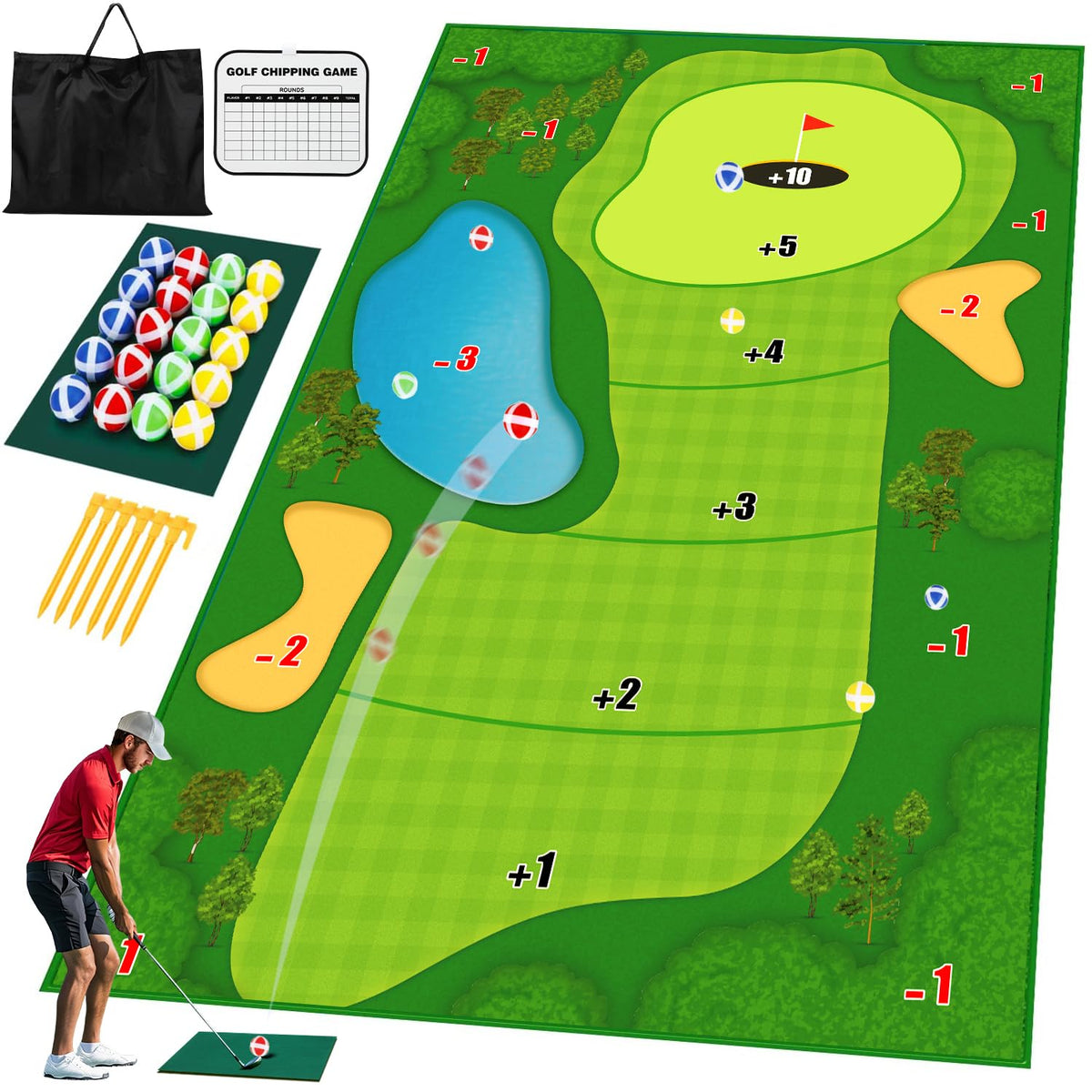 TOY Life chipping golf mat shows a large surface for indoor or outdoor practice