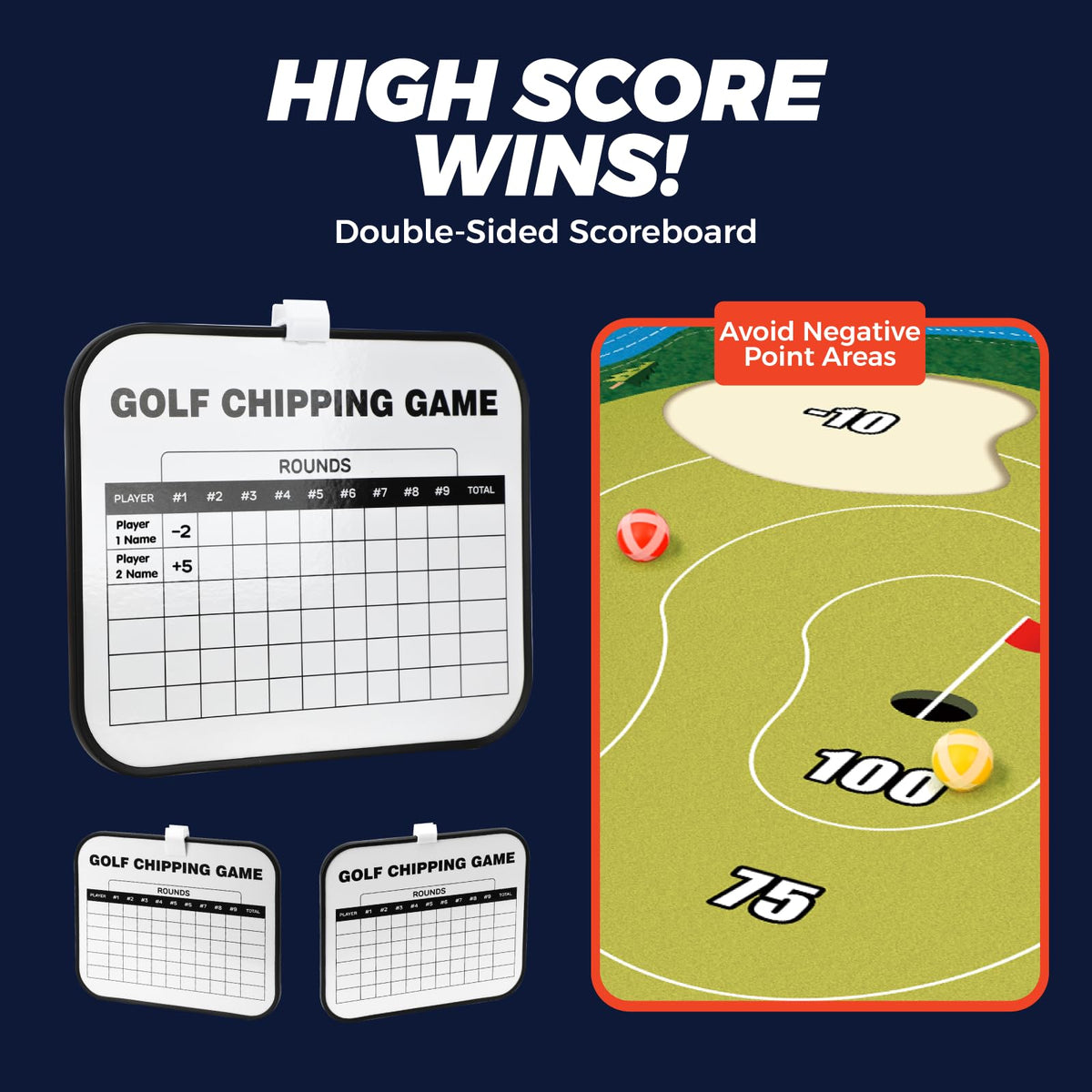 TOY Life chipping golf mat center goal helps track points during play.