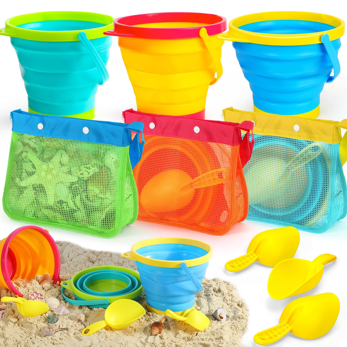 TOY Life collapsible beach bucket ready for quick setup and portable play on the sand