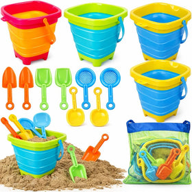 TOY Life collapsible beach buckets for sandy play and easy storage.