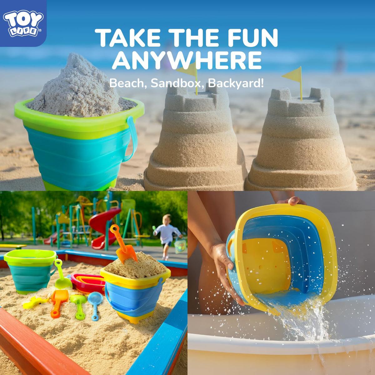 TOY Life collapsible shovels for quick sand play and compact packing.