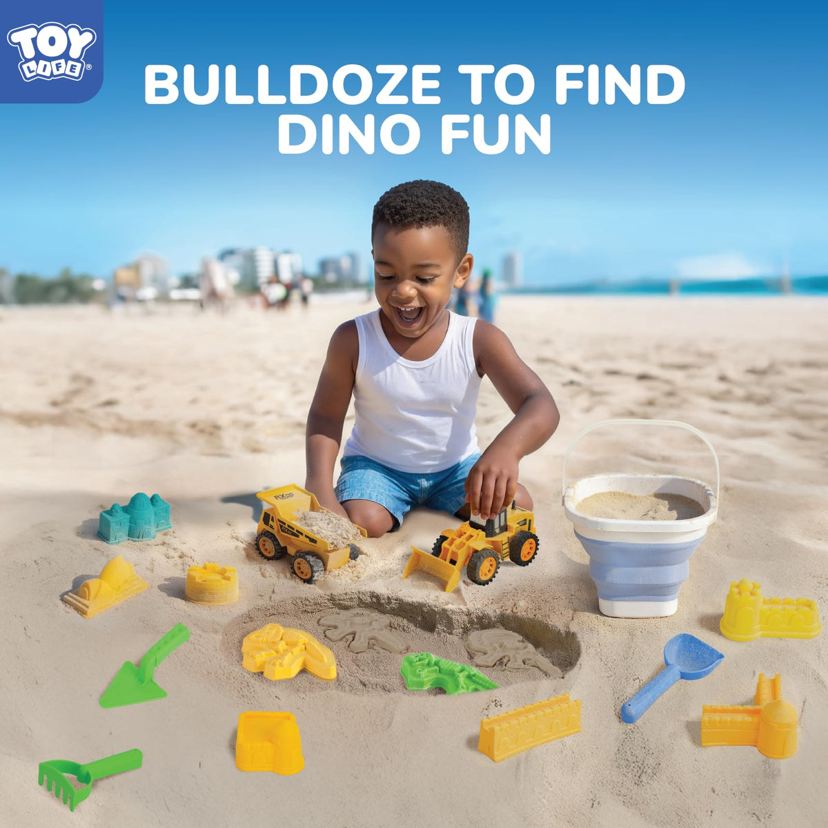 TOY Life collapsible silicone bucket folds for travel and quick cleanup.