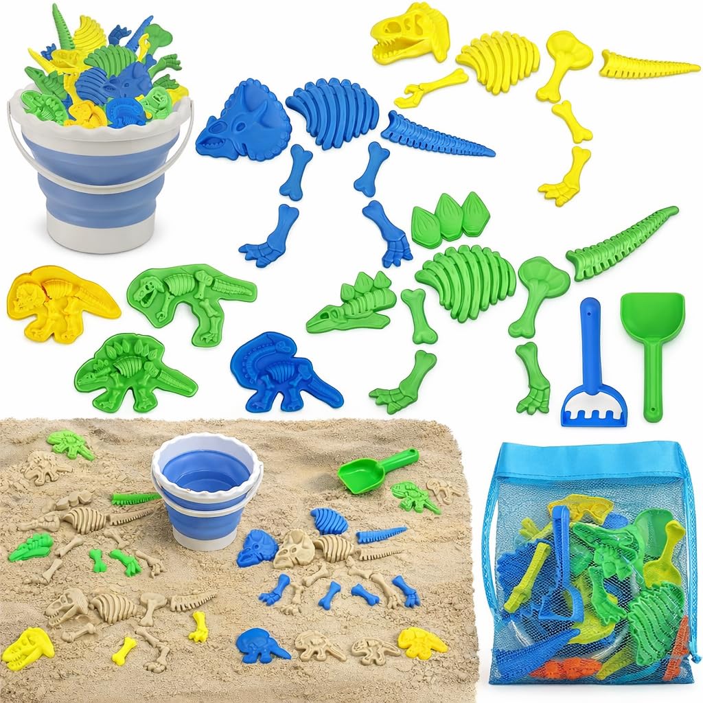 TOY Life dinosaur fossil beach toys with bucket – ideal for immersive pretend play by the water.