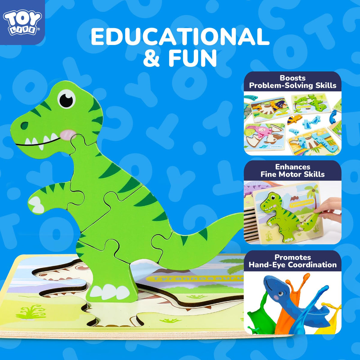 TOY Life puzzle board shows printed outlines guiding young builders.