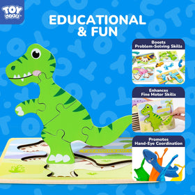 TOY Life puzzle board shows printed outlines guiding young builders.