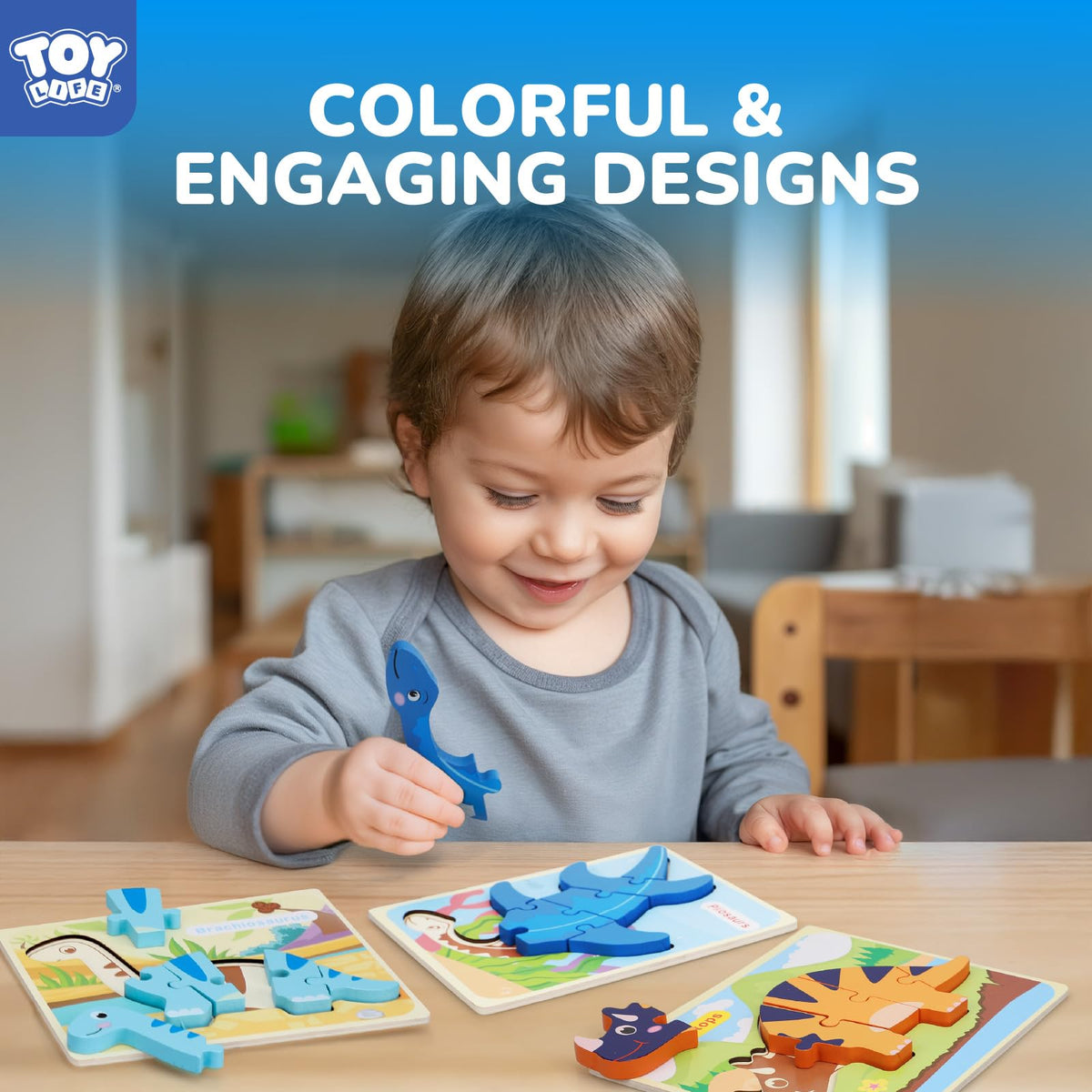 TOY Life wooden puzzle pieces with non toxic finishes for safe play.