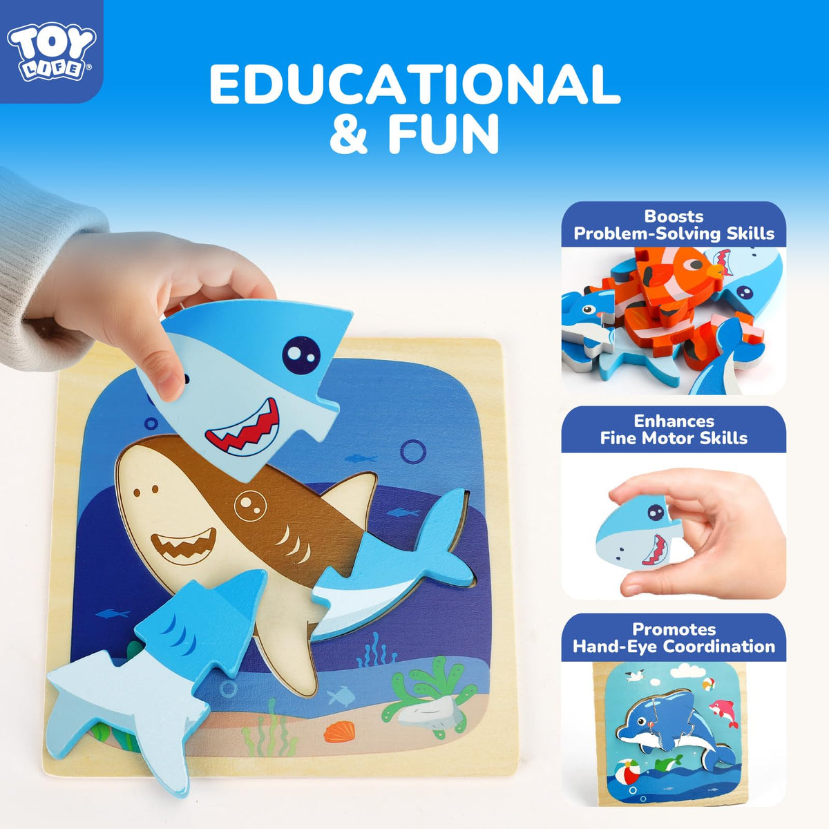 TOY Life durable wooden puzzle designed for long toddler use.