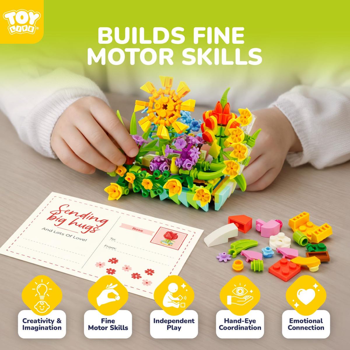 TOY Life flower blocks with gift cards for celebrations.