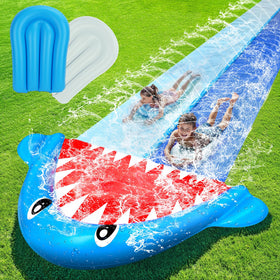 TOY Life giant shark water slide landing pool for backyard fun