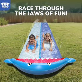 TOY Life giant shark water slide two-lane design for friendly races
