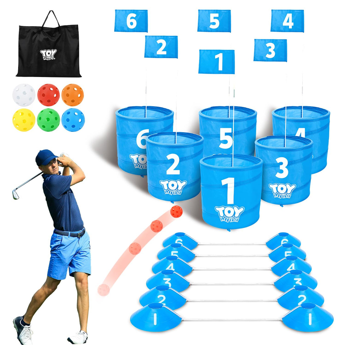 TOY Life Golf Game Set: 6-hole backyard layout for social play and practice