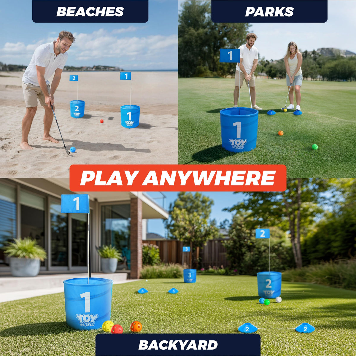 TOY Life Golf Game Set flag pole marks holes for clear targets
