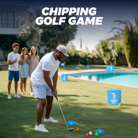 TOY Life Golf Game Set packaging showing portable bucket for trips and picnics