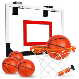 TOY Life indoor basketball hoop over-door setup in action, ideal for quick, space-saving play.