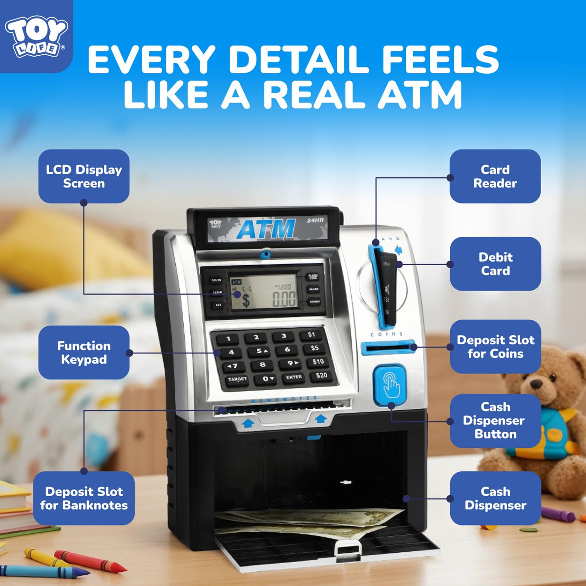 TOY Life Kids Bank ATM code-lock emphasizes secure access
