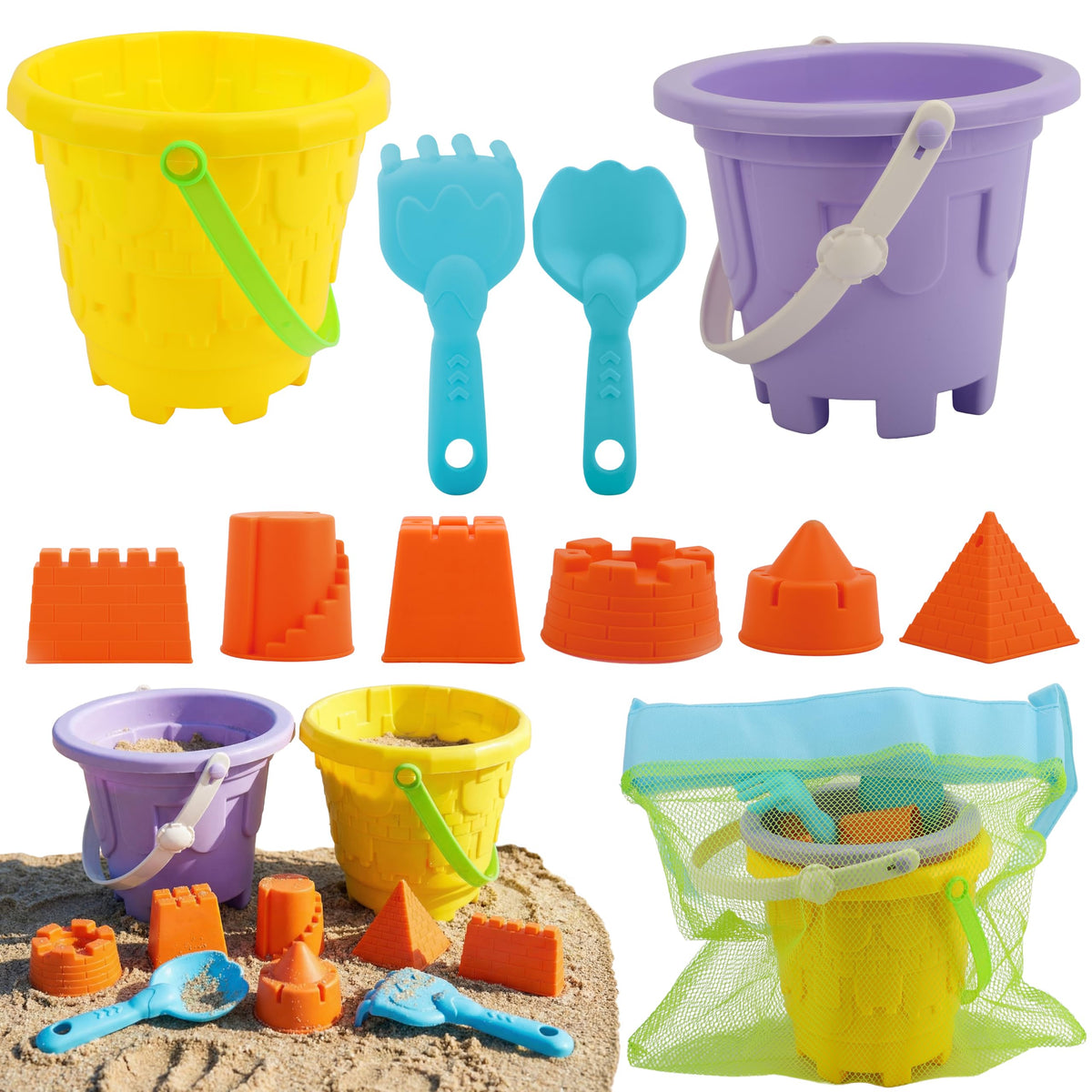 TOY Life two bright beach buckets spark imaginative sand castle play.