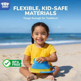TOY Life kid-friendly beach set in use by toddlers and kids.