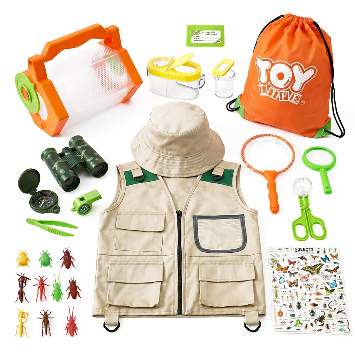 TOY Life Kids Explorer Bug Catcher Kit with safari costume enhances imaginative outdoor play.