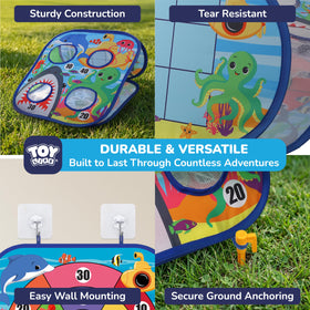 TOY Life kids playing outdoors with toss game supports coordination.
