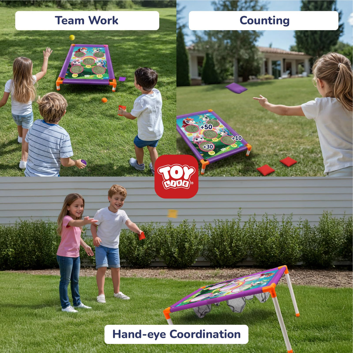 TOY Life kids playing outdoor bean bag toss set.