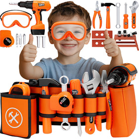 TOY Life kids tool belt keeps tools organized during pretend play.