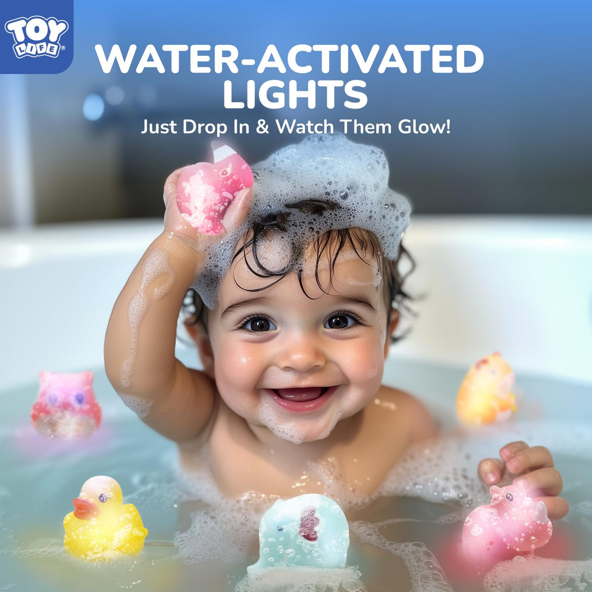 TOY Life LED animals glow softly, brightening bath time.