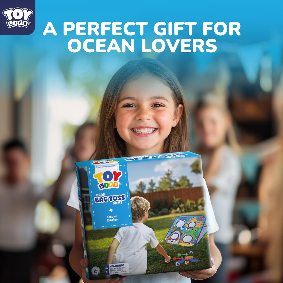 TOY Life shark-themed game enhances hand-eye coordination during play.