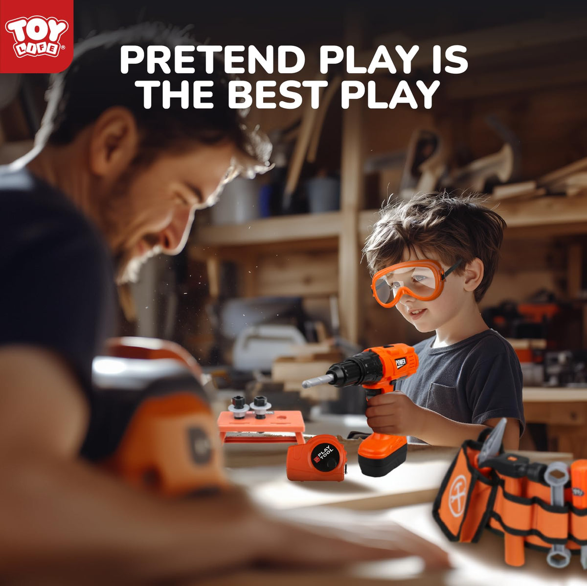 TOY Life measuring tape and screws aid precise pretend projects.