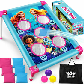 TOY Life Mermaid bean bag toss board for backyard play and family fun.