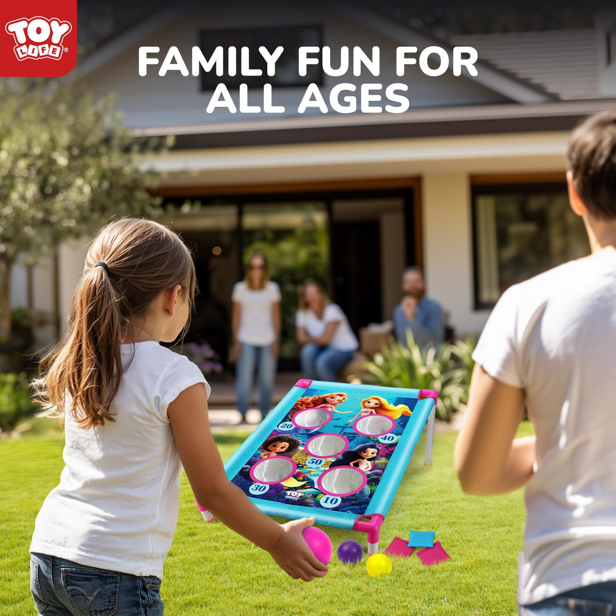 TOY Life Mermaid bean bag toss game is lightweight and portable.