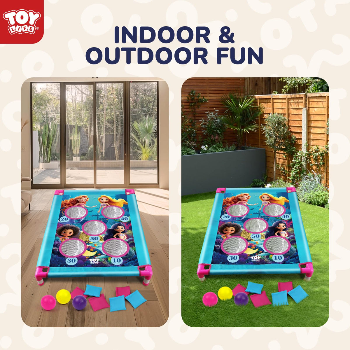 TOY Life Mermaid bean bag toss colorful design enhances visual appeal.