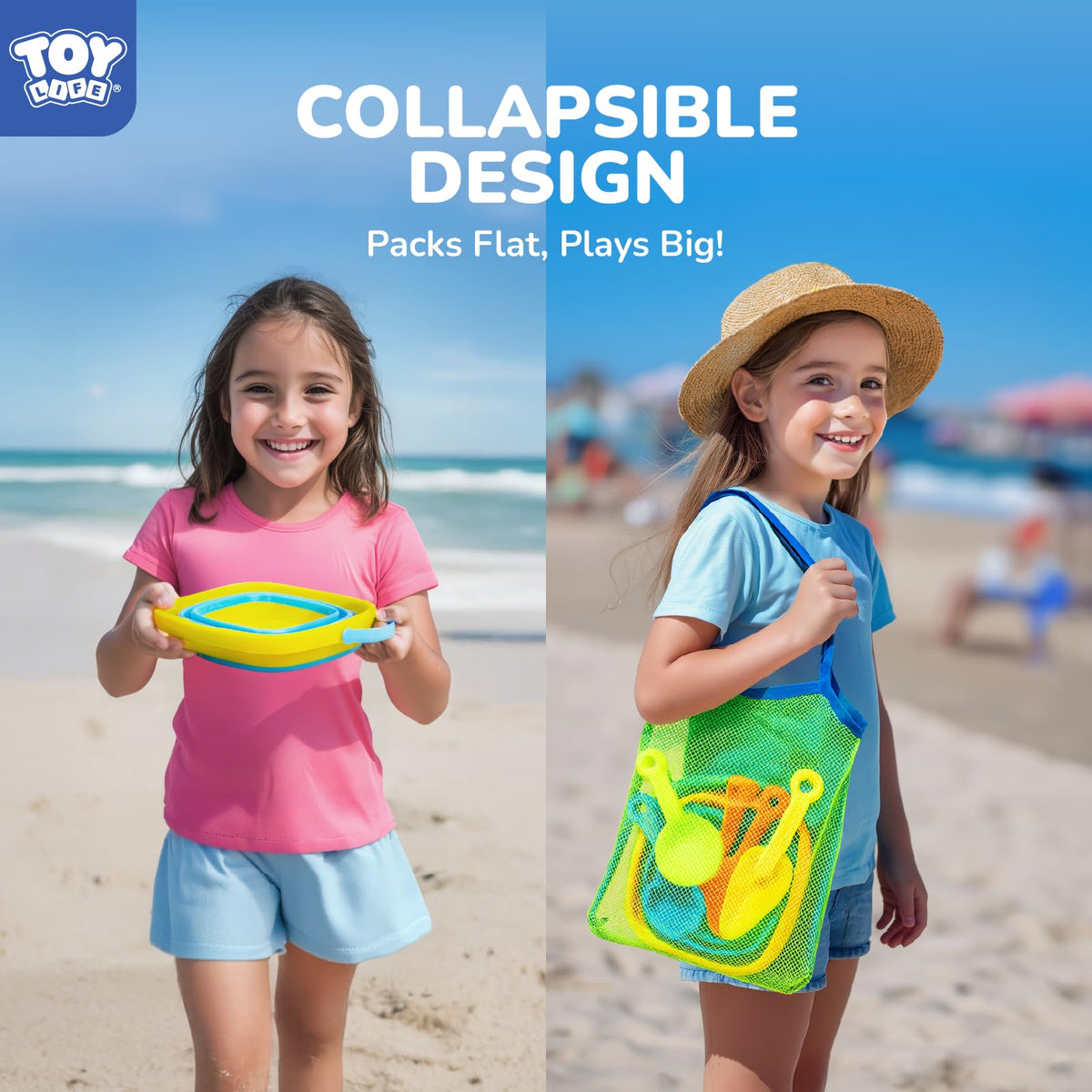 TOY Life mesh bag keeps beach toys organized and dry.