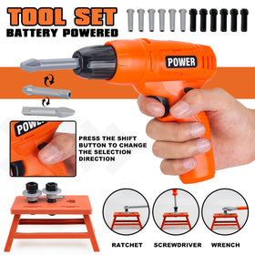 TOY Life realistic electric drill powered by batteries for authentic pretend play