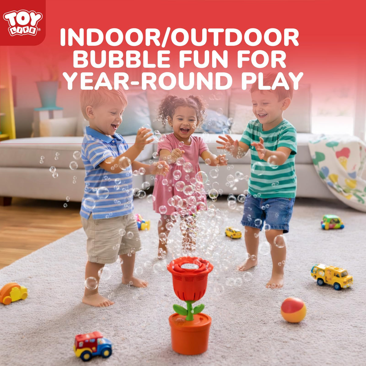 TOY Life Rose Bubble Machine in action delivers continuous bubbles for kids.