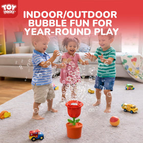 TOY Life Rose Bubble Machine in action delivers continuous bubbles for kids.