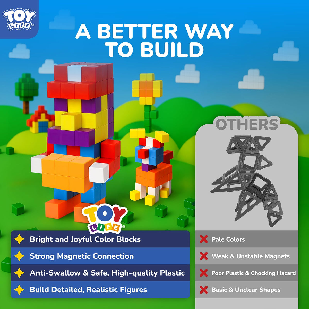 TOY Life safe ABS plastic blocks ensure durable, kid-safe play experiences.