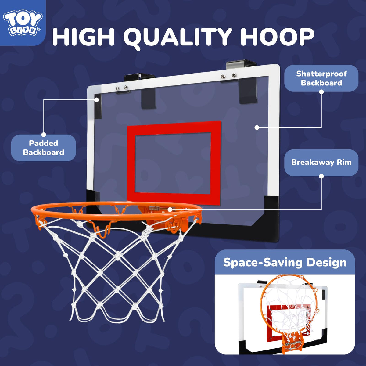 TOY Life safe-breakaway rim design helps reduce accidental impact during lively shots.