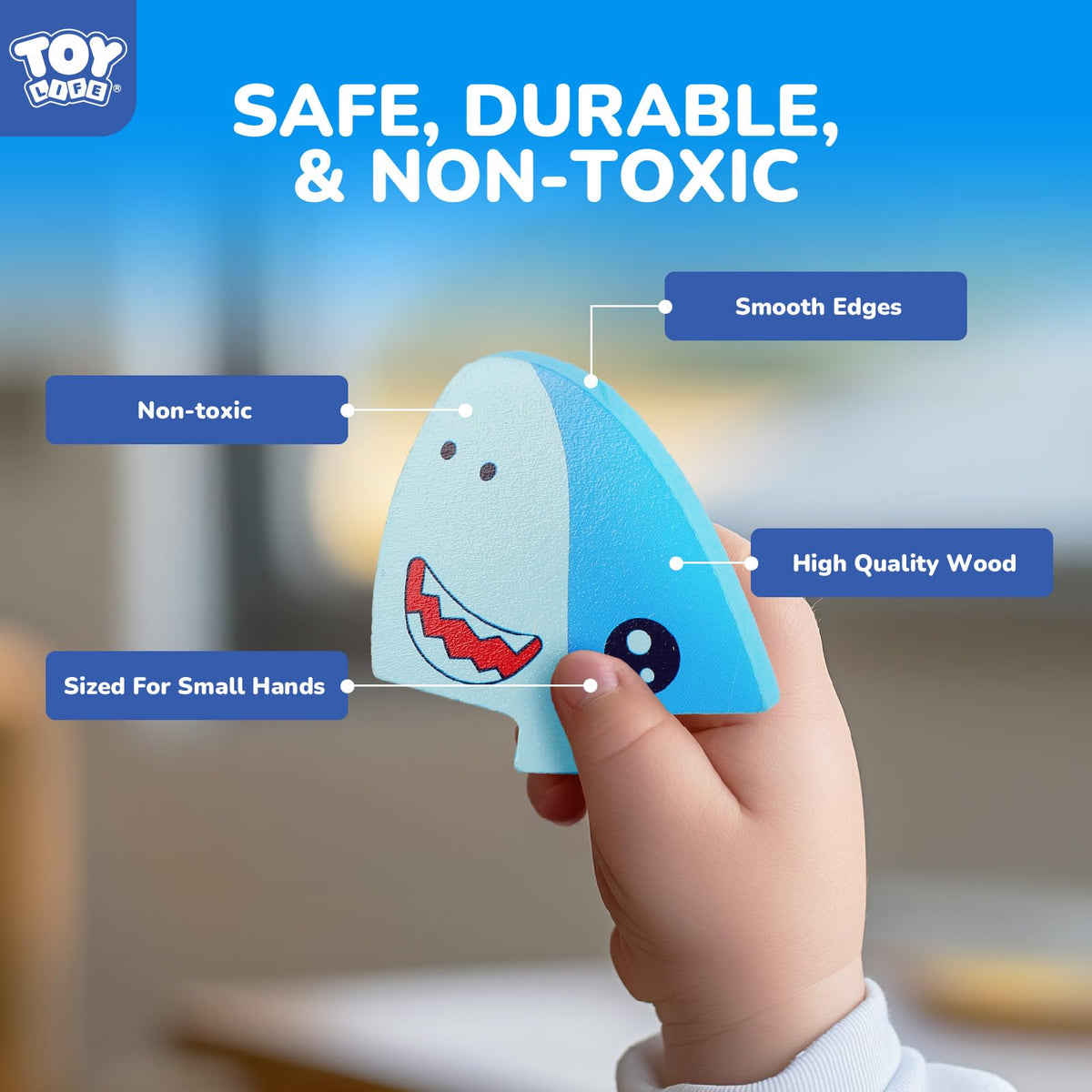 TOY Life safe wooden puzzle with smooth edges for little hands.