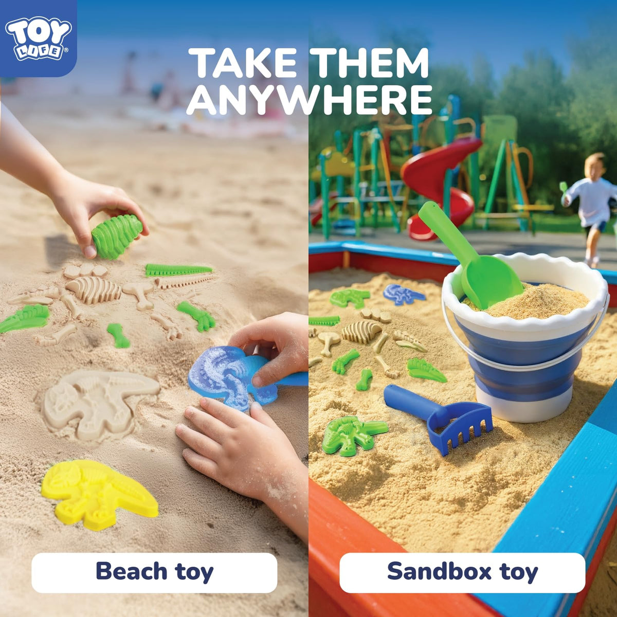 TOY Life collapsible bucket and shovels – easy cleanup after sunny sand digs.