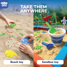 TOY Life collapsible bucket and shovels – easy cleanup after sunny sand digs.