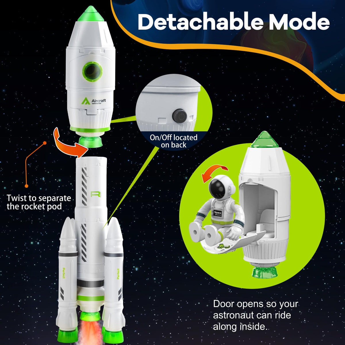 TOY Life Space Rocket planet base for secure landings in pretend missions