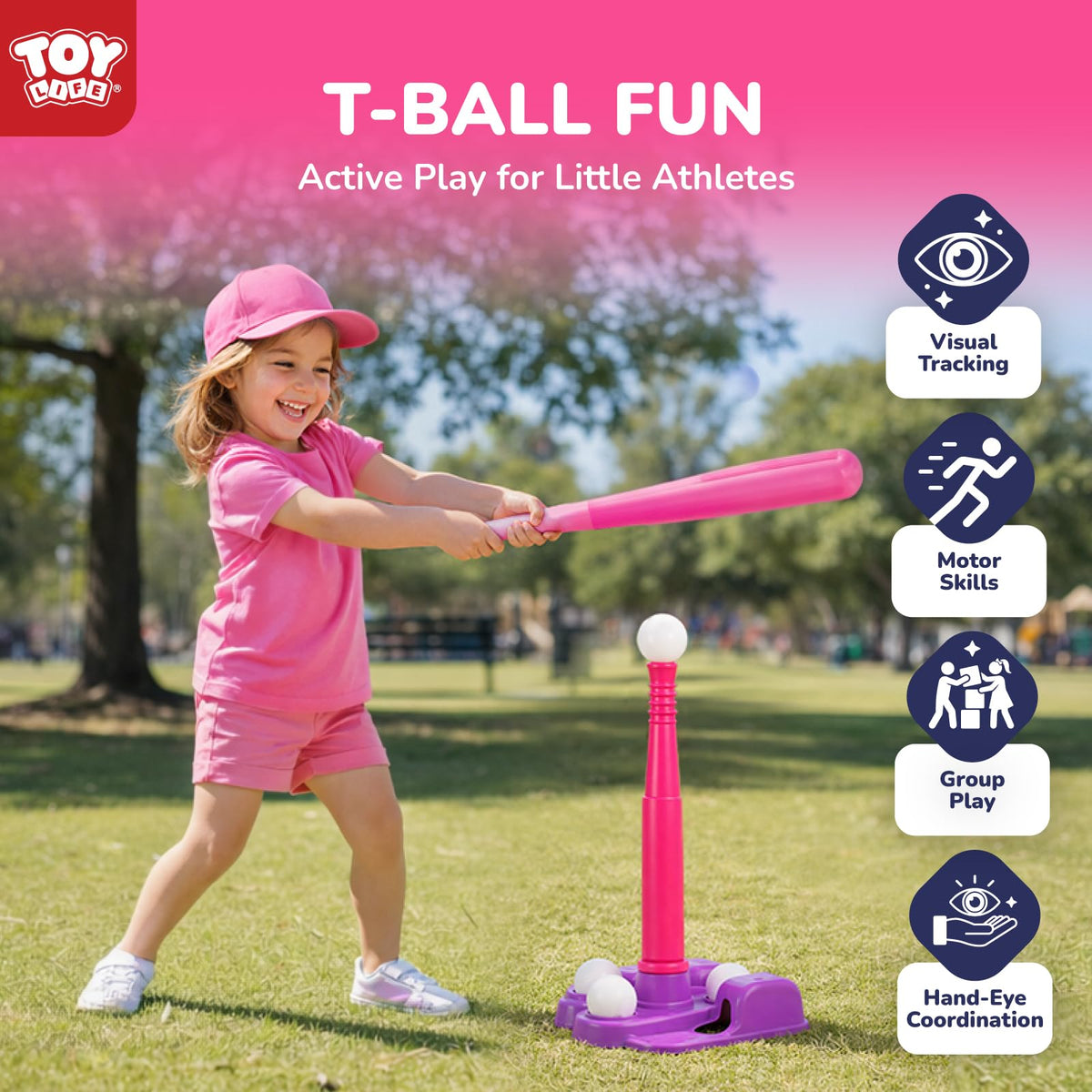 TOY Life T Ball Set includes six balls and bag for easy storage.