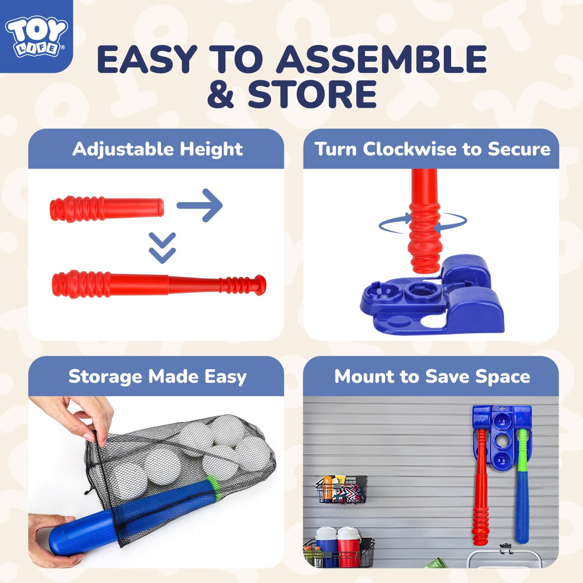 TOY Life teeball set six balls for continuous batting fun