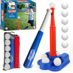 TOY Life Tee Ball Set with bat and tee supports beginner swings outdoors.