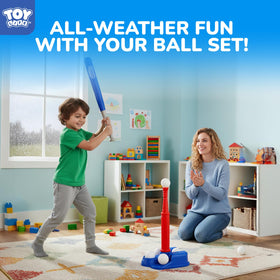 TOY Life Tee Ball Set sturdy tee stands straight for reliable teeing.